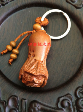 桃木吊坠雕刻龙龟大白菜吉祥如意