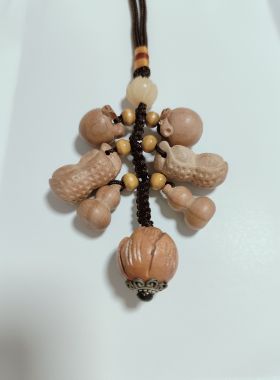 桃木葫芦雕刻小苹果菩提莲花桃篮富贵锁儿童宝宝车防惊吓出入挂饰