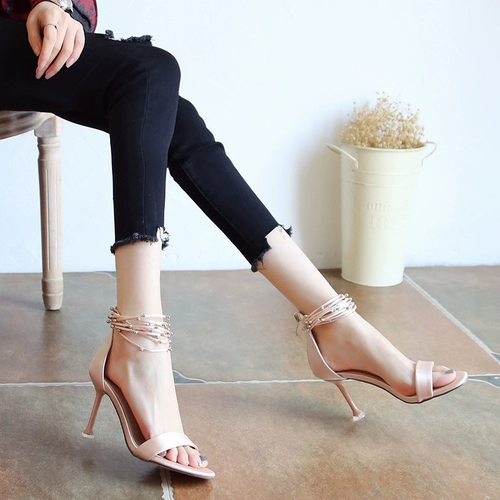 Летняя обувь на высоком каблуке, сексуальная подходит с юбкой, сандалии, европейский стиль