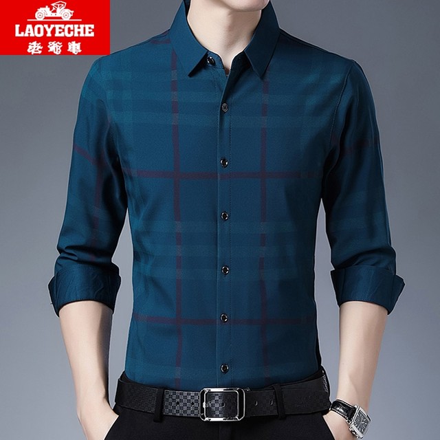 Classic car slanted striped business casual shirt men's long sleeves