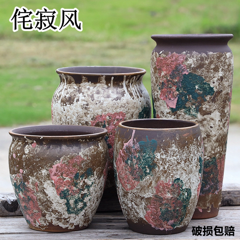 户外庭院家用侘寂风三角梅陶罐多肉植物花盆陶瓷特大号清仓特价 - 图0