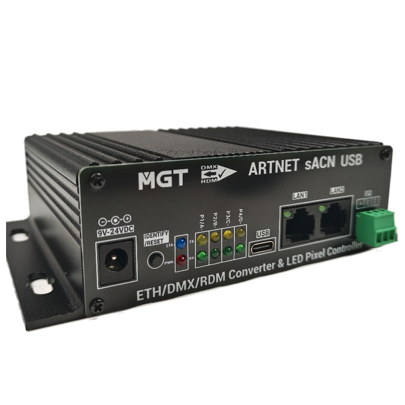 4端口双向USB以太网ArtNet/sACN转RDM/DMX2048通道扩展器+SPI+POE - 图3