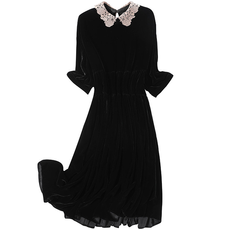 金丝绒2020秋装新款高端名媛连衣裙 凯芙诺连衣裙