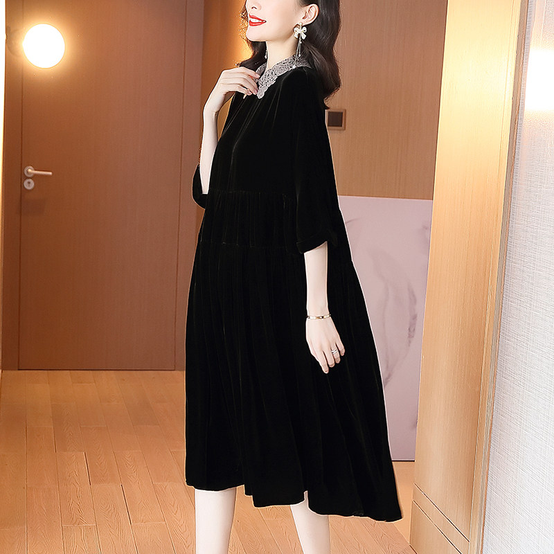 金丝绒2020秋装新款高端名媛连衣裙 凯芙诺连衣裙