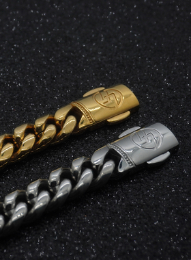 LFL欧美嘻哈饰品 12mm百搭款全钢材质45cm颈链短款古巴链锁骨链