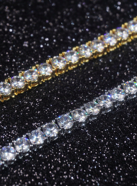 LFL18K镀金5A锆石网球链男女闪