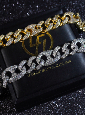 LFL铜镀K金古巴链男潮流猪鼻链