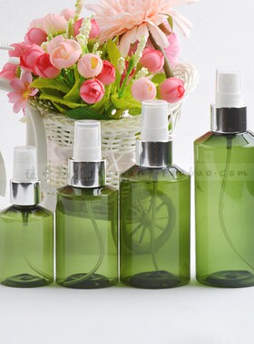 50ml100ml150ml200ml小瓶子分装瓶套装化妆品分装瓶墨绿斜肩瓶