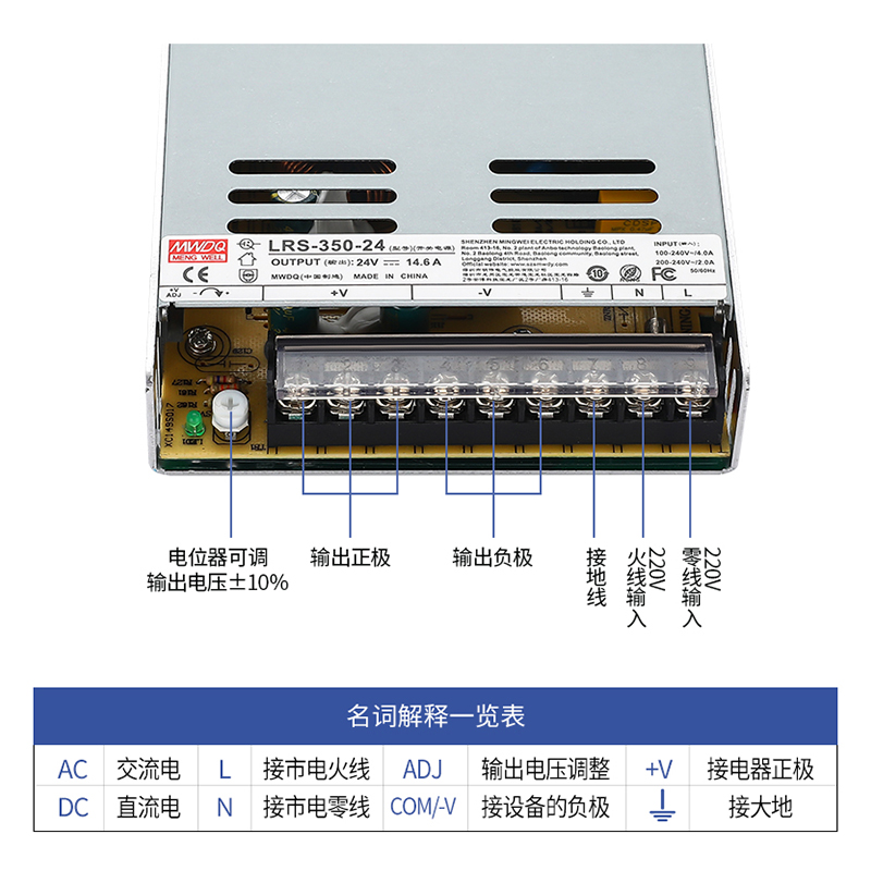 明伟LRS超薄24v12v5v开关电源50w100w350w监控电源35-400w替nes/s - 图2