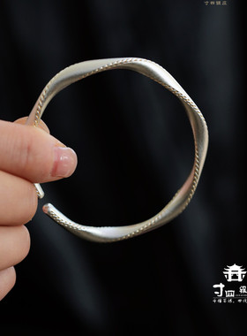 寸四银庄足银999雪花银莫比乌斯描金开口手镯高级感送女友闺蜜