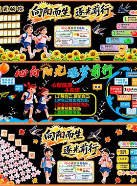 心态装饰幼儿教育黑板报心理健康班级文化墙宣传校园而生教室墙面