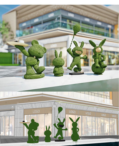动物绿植雕塑景观小品植物绿雕草雕卡通造型市政绿化 su模型素材 - 图0