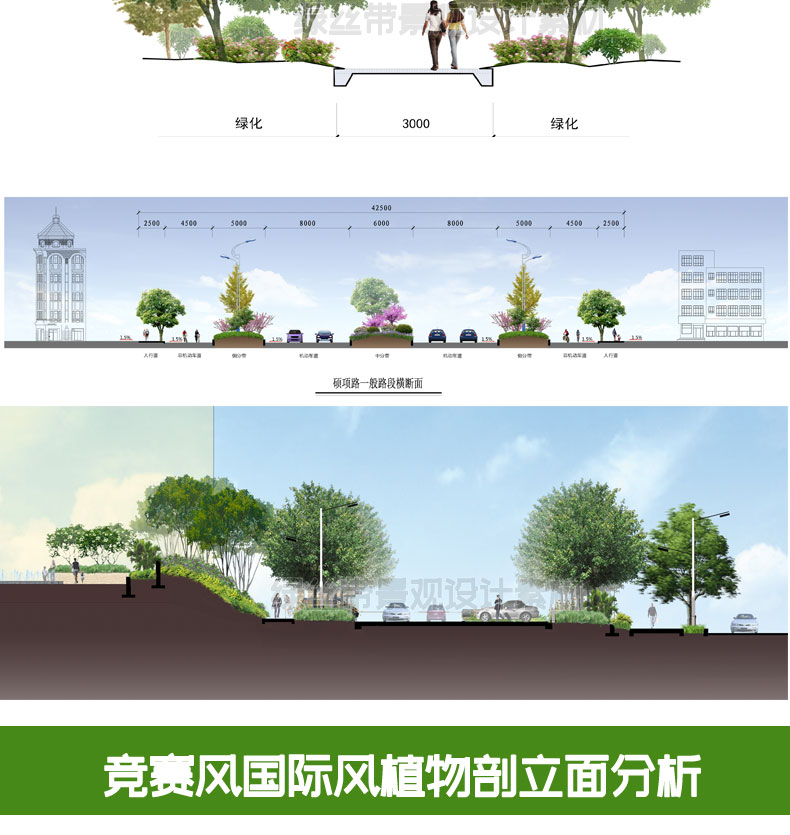 景观小清新树木psd植物平面立面剖面图效果图海绵城市规划ps素材 - 图1