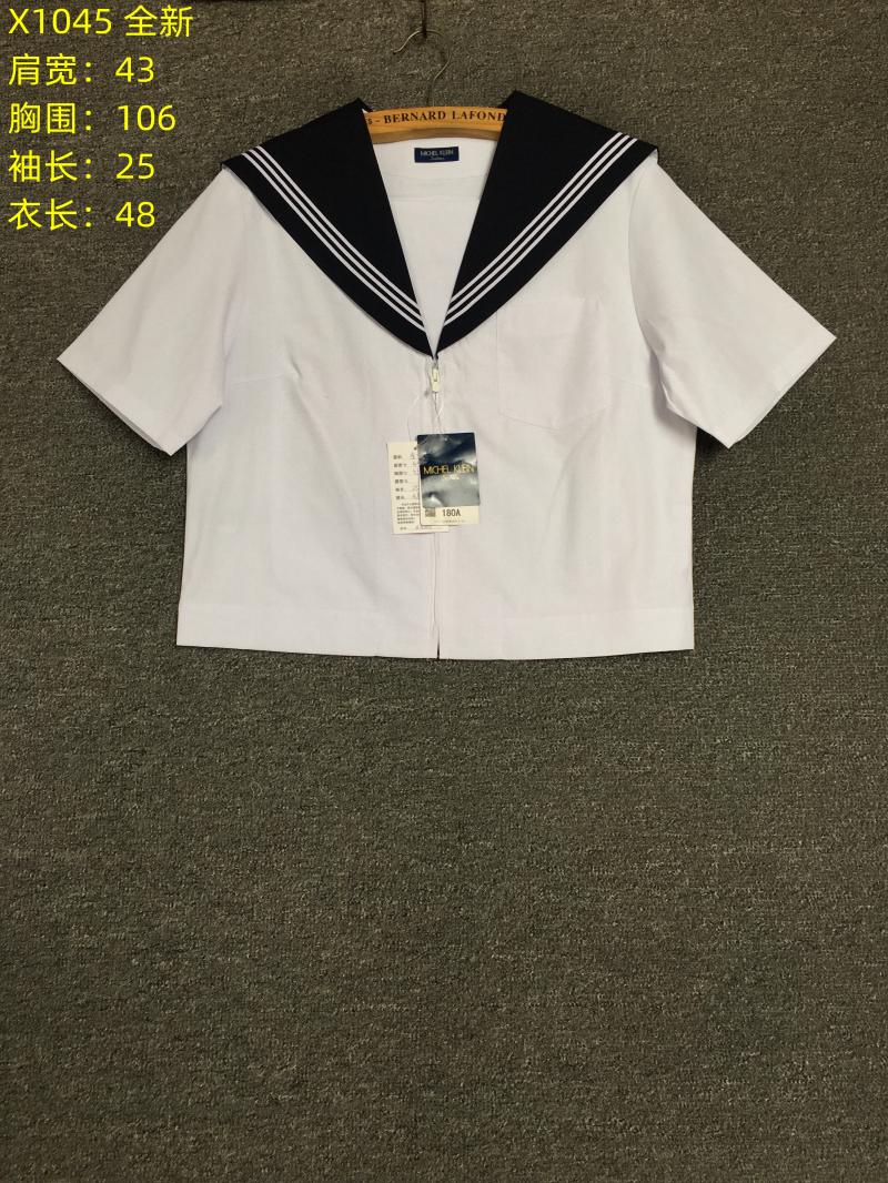 中古JK制服衬衫短袖日制萌妹白色衬衫水手服中间服夏服6-图2