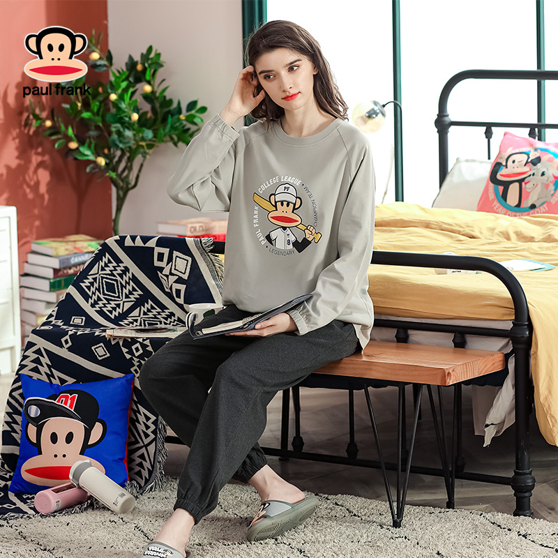 大嘴猴春秋季纯棉长袖情侣男睡衣 花之棉睡衣/家居服套装