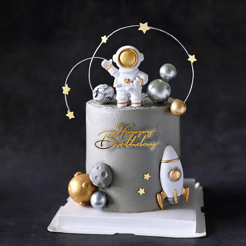 原创宇航员烘焙蛋糕装饰星球太空火箭土星生日蛋糕插件甜品台布置 - 图2