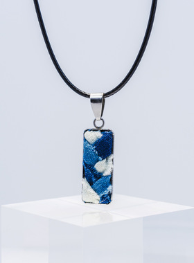 原路手工编织蓝靛染布民族风复古精致饰品吊坠项链