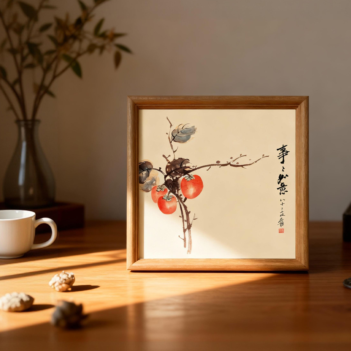 (事事如意)榫卯实木框国风新中式挂画博物馆级别复刻画小摆台