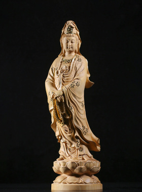 黄杨木观世音菩萨居家供奉佛像