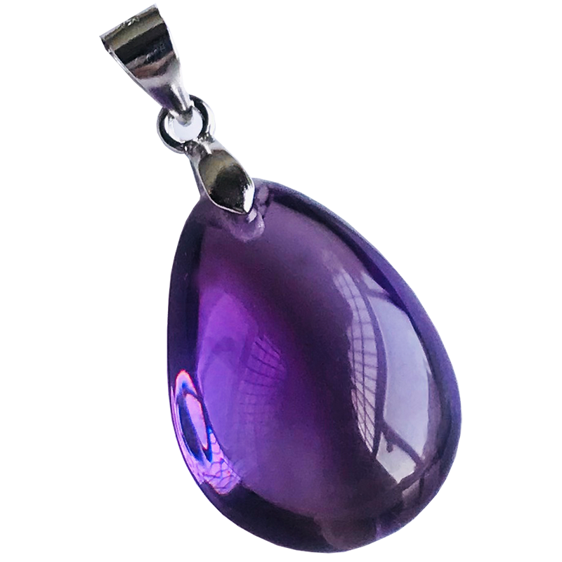 收藏级大号天然紫水晶吊坠女紫晶银项链水滴项坠珠宝母亲节礼物