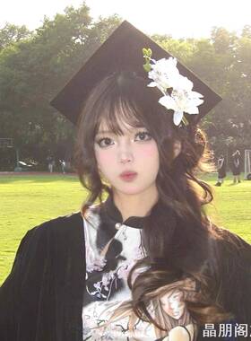 学士帽装饰仿真蝴蝶兰发夹毕业季侧边夹精致写真拍照造型配饰