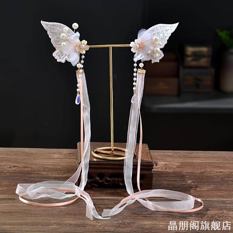 汉服绢花儿童头饰古风发饰宝宝头发卡国风绿色飘带发夹女童配饰品,淘宝优惠券,粉丝福利购,淘宝优惠卷