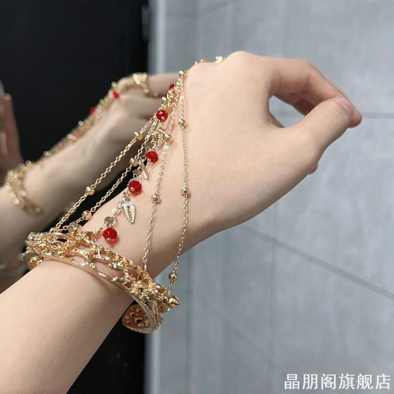 Super fairy Han clothing accessories ring bracelet one piece ancient style Dunhuang Feitian bracelet back chain exotic style ancient silver bell bracelet