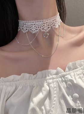 颈链哥特式白色颈饰蕾丝
