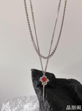 荆棘玫瑰双层钛钢项链女小众设计高级感气质2023年新款饰品