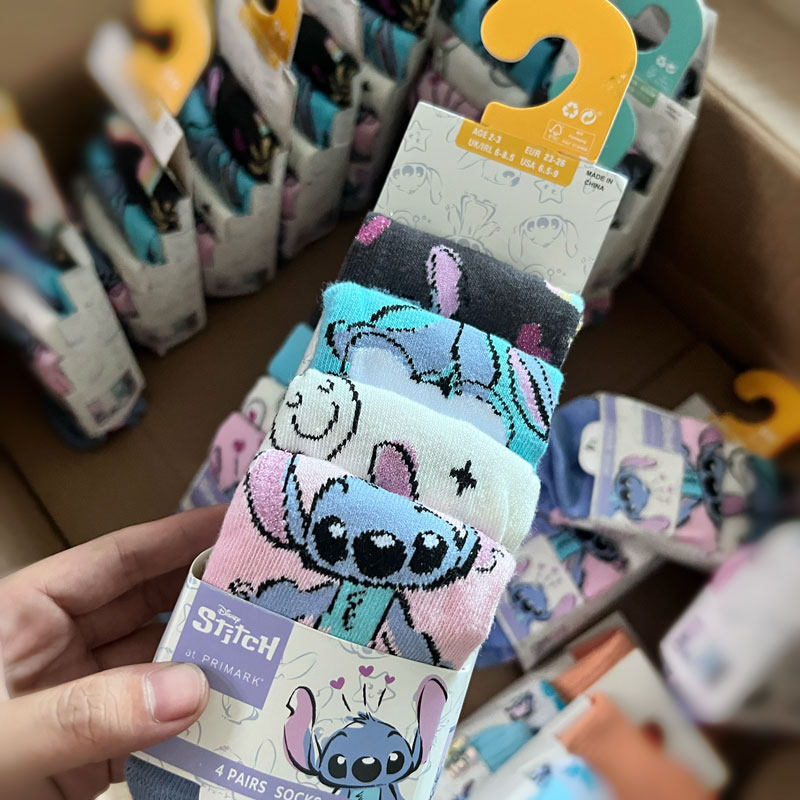 出口国外迪斯尼 Disney史迪仔儿童纯棉袜子 中筒四季厚度女孩子男,淘宝优惠券,粉丝福利购,淘宝优惠卷