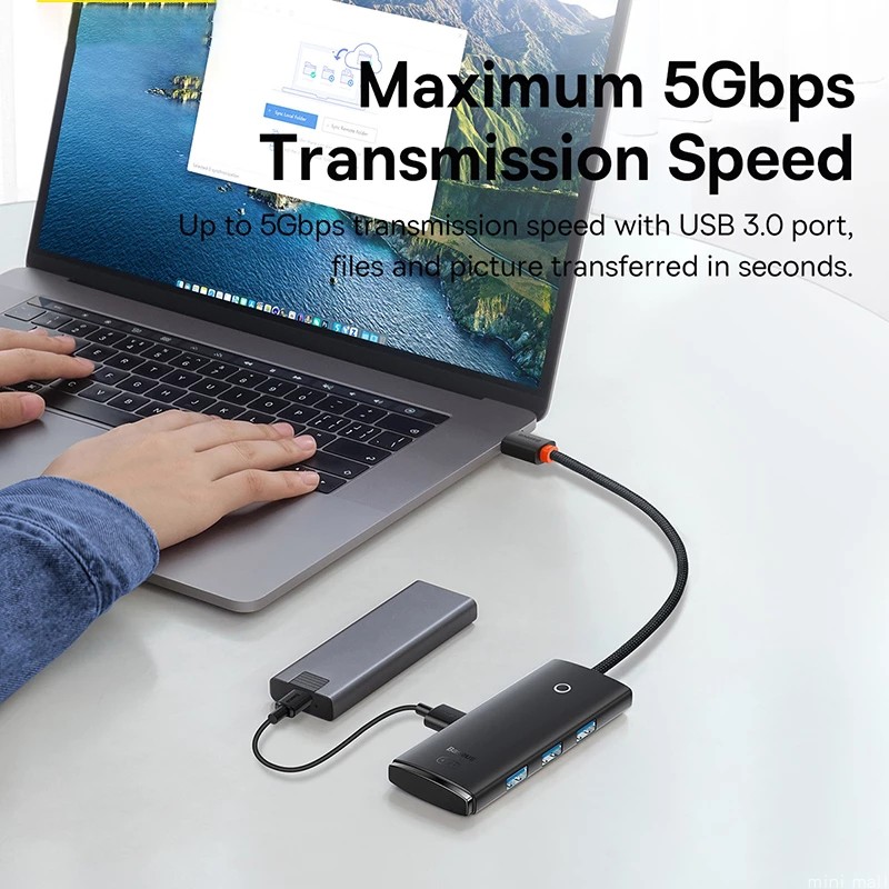 Baseus USB HUB 4 in 1 USB C HUB USB Type C to Multi USB 3.0-图1