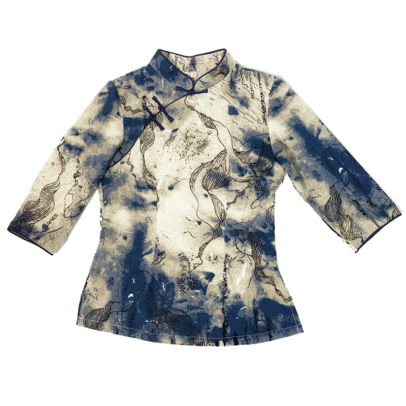 春日常中国风复古女装改良棉麻旗袍 傲雪屋上衣