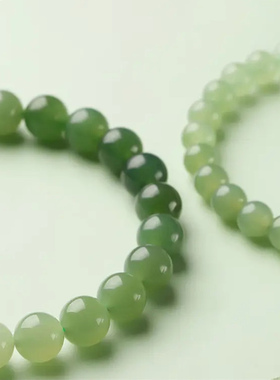 和田玉手串男女款浅青玉渐变晴水