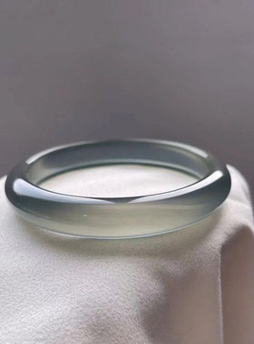 冰种库里蓝玉髓手镯扁条女蓝玛瑙