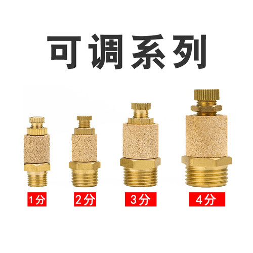 气动消声器平头/尖头可调BSL-01/02/M5/03/04/06/1寸电磁阀消音器 - 图2