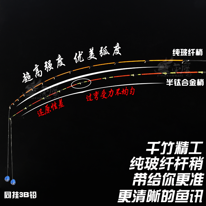 千竹筏钓竿稍杆稍夜光纳米玻纤钛合金桥筏竿稍伐杆筏竿竿稍