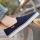 Shanghai pull-back deck shoes ຜູ້ຊາຍແລະແມ່ຍິງເກີບ canvas pull-back ກວມເອົາຕີນ breathable ສີດໍາແລະສີຟ້າເກີບເຮັດວຽກ workwear lazy shoes wj-3