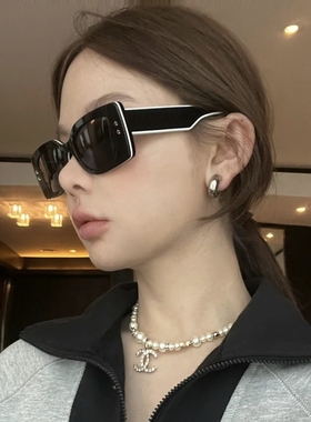 白色方形墨镜女小红书韩版时尚显瘦高级感防紫外线欧美新款太阳镜