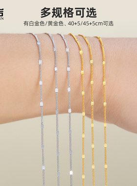 925纯银闪片链项链女锁骨链镀18k金色小众高级感百搭颈链配饰2026