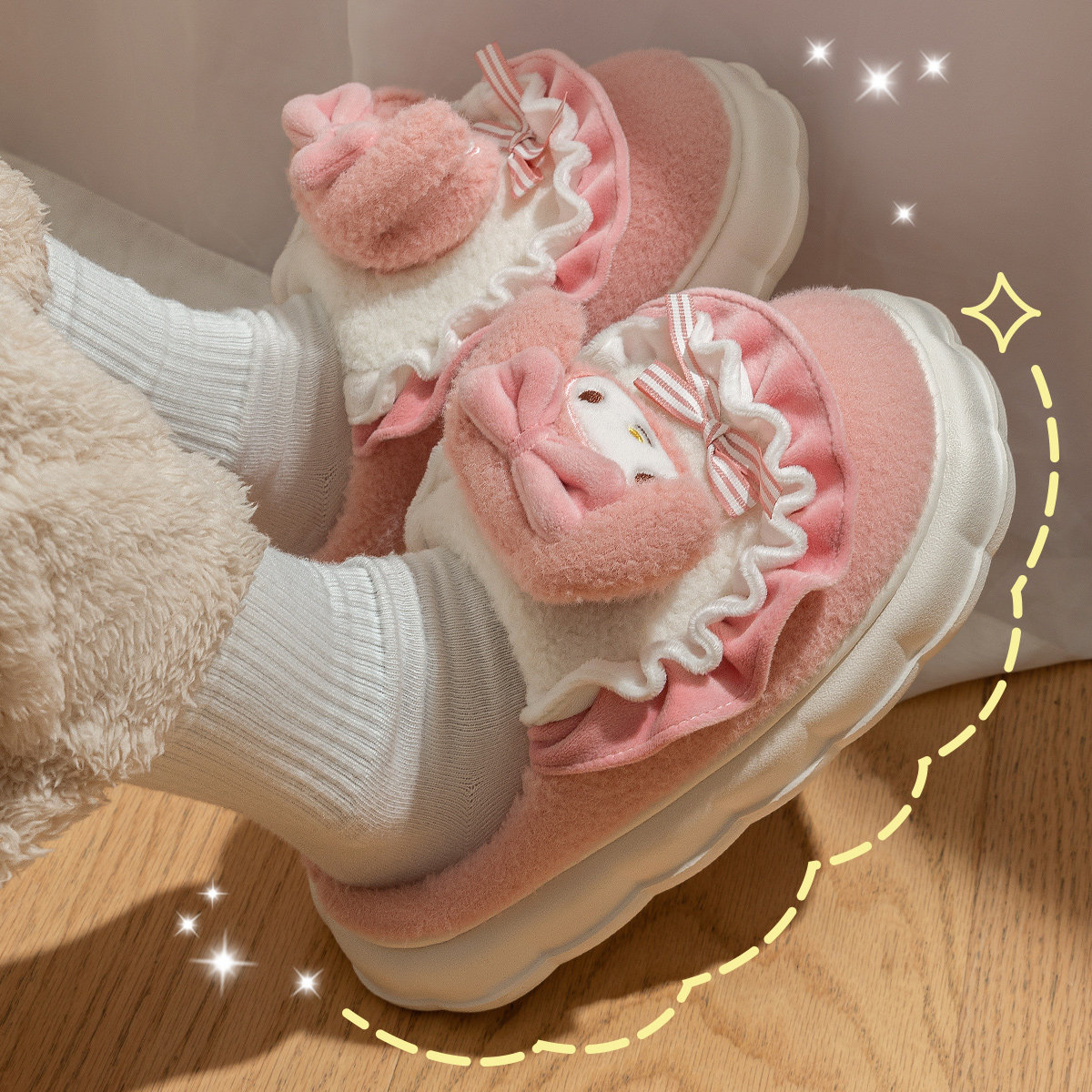 美乐蒂棉拖鞋女款冬室内家居2025新款保暖可爱儿童棉鞋女童三丽鸥,淘宝优惠券,粉丝福利购,淘宝优惠卷