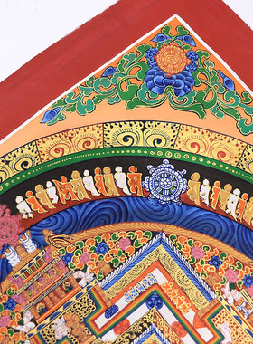 唐嘎西藏纯手绘唐卡佛堂挂画玄关客厅复古装饰画时轮金刚坛城唐卡