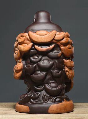 黑檀木雕称心如意弥勒佛像摆件客厅装饰品笑佛实木雕刻红木工艺品