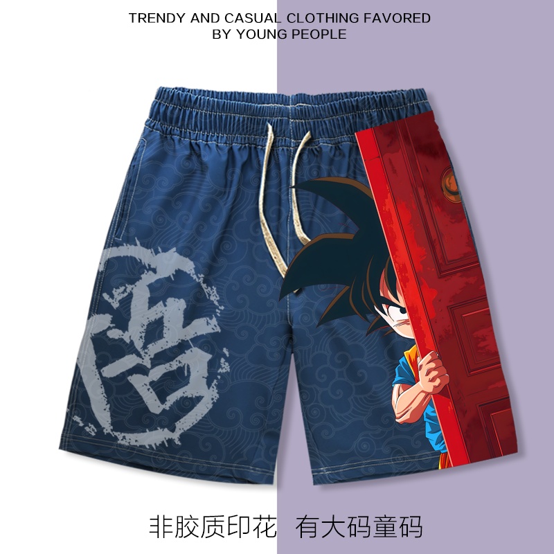 七龙珠动漫孙悟空短裤男夏季宽松直筒五分裤男女沙滩裤有大码童码 - 图0