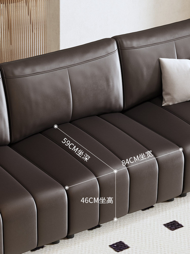 慕思艾慕头层牛皮豆腐块真皮沙发 慕思皮艺沙发