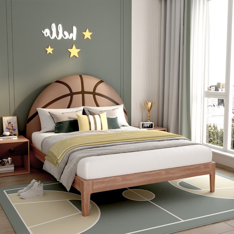 慕思简约现代篮球风格儿童60实木床 慕思儿童床