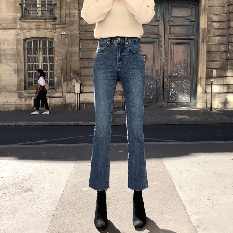 微喇2021年新款秋冬加绒直筒牛仔裤 美舒儿牛仔裤