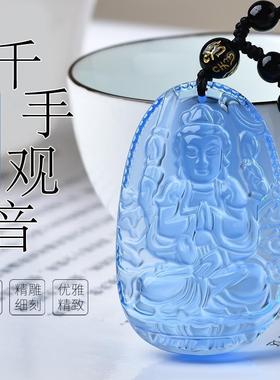 蓝色本命佛吊坠十二生肖守护神合成蓝水晶本命年礼物男女吉祥物