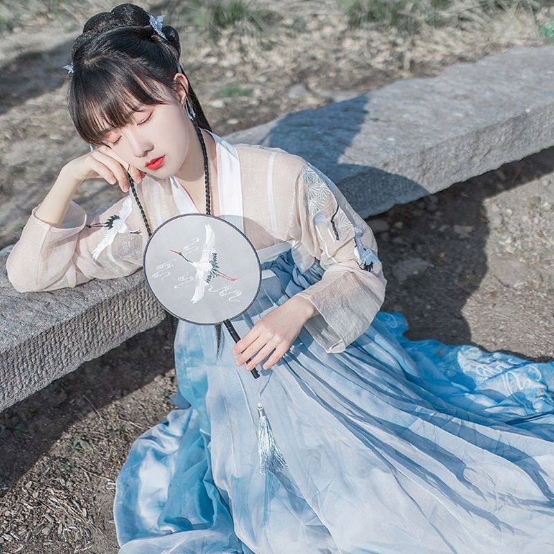 逍遥客兰若庭汉服女中国风宋制改良襦裙仙气白菜古装原创春夏季_虎窝淘