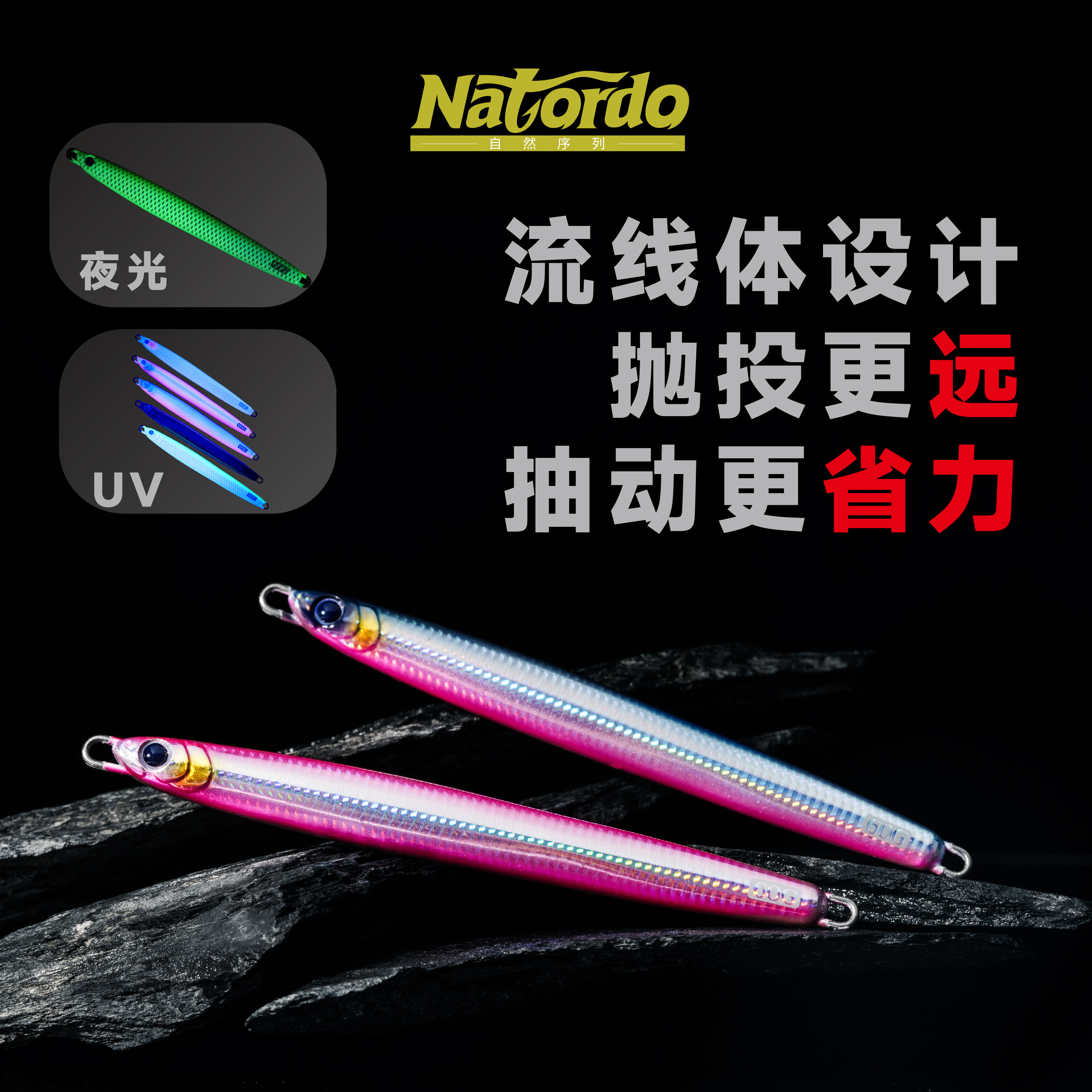 自然序列Natordo水针鱼全速铁板饵快抽飘落夜光铁板路亚饵海钓,淘宝优惠券,粉丝福利购,淘宝优惠卷