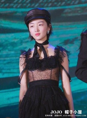 周冬雨同款皮帽秋冬平顶帽潮流女